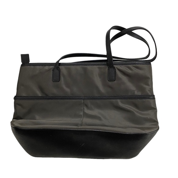 Michael Kors Gray Nylon Kempton Tote Bag Purse Zip Close 10”x15” Silver Charm - Picture 4 of 14
